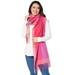 Boho Plaid Fringe Scarf Wrap Shawl One Size Colorful Soft Feminine Holiday